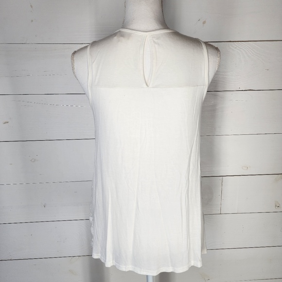 Ember White Lace Sleeveless Boho Top- Flowy Blouse Women's SMALL - Picture 6 of 10